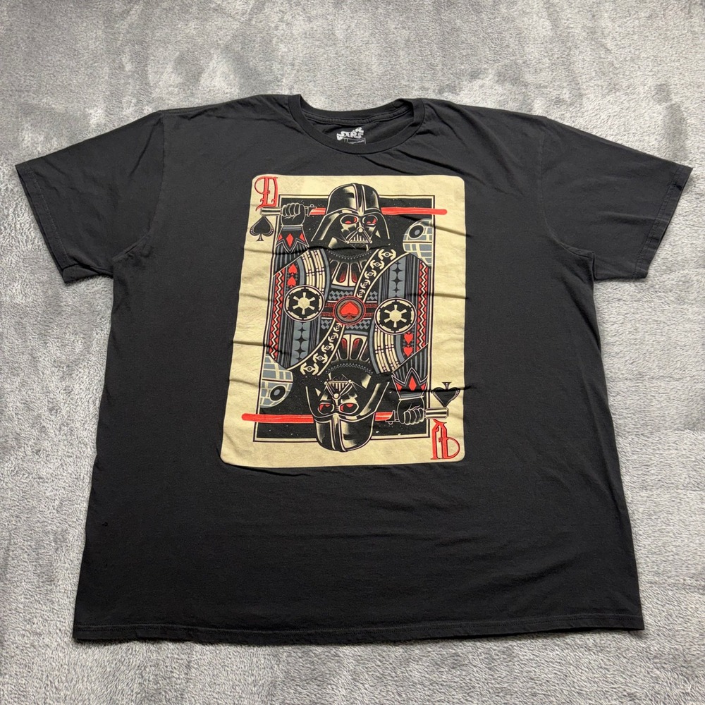 Star Wars T-Shirt Mens 2XL Black Fair Darth Vader Playing Card Graphic Tee